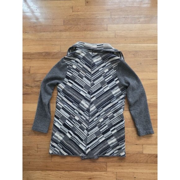 Peruvian Connection Open Face Alpaca Sweater Gray Tan Asymmetrical XL A001072 - Picture 9 of 11